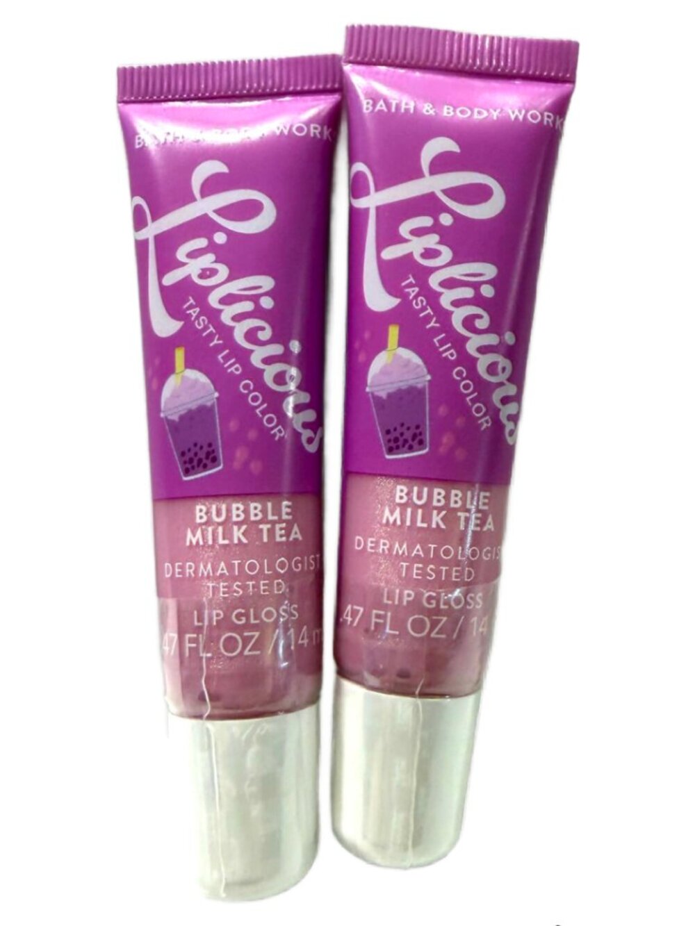 Bath & Body Works BUBBLE MILK TEA Liplicious Lip Gloss 0.47 ml Each NEW Lot of 2